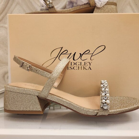 Jewel Badgley Mischka Autumn Block Heel Sandal - Rose Gold. Size 8. NIB - Picture 1 of 11